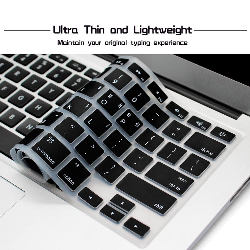 HRH Korean Silicone Keyboard Cover Skin for MacBook Old Air 13,for MacBook Pro 13/15/17 (with or w/Out Retina Display, 2015 or Older Version),for iMac Older USA(Not for MacBook 13 Air A1932)-Black - Image 4